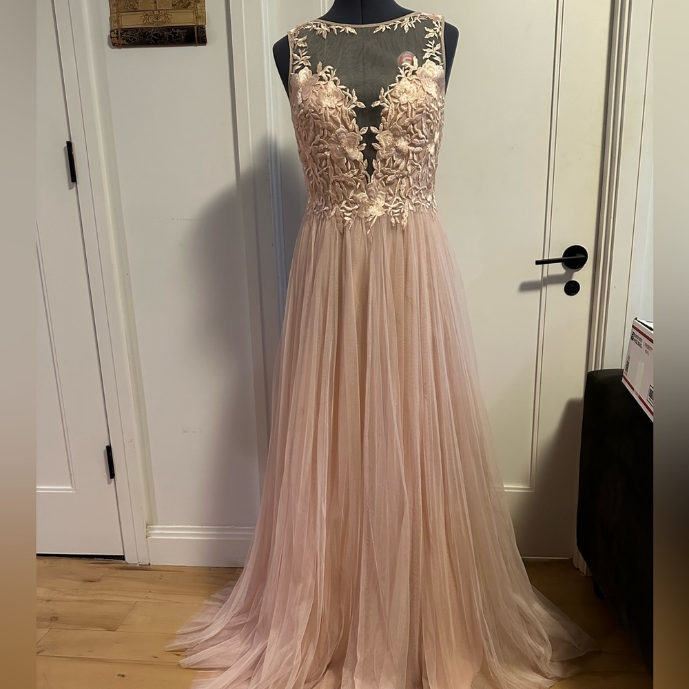 Basix Black Label Saks Fifth Avenue Pink Floral Gown